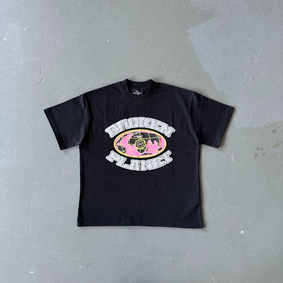 Broken Planet Grid T Shirt Midnight Black - Picture 1 of 6